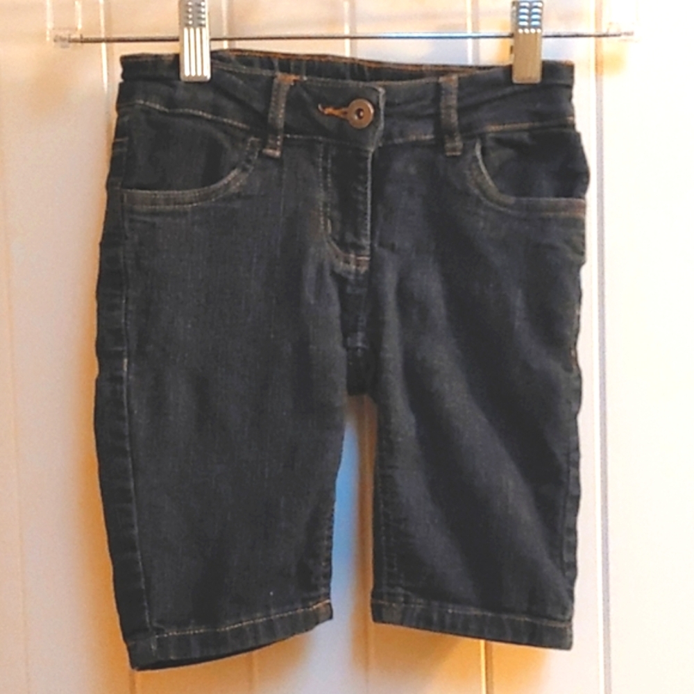 George stretchy dark blue weathered jeans shorts kids size 7